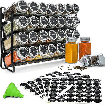 CARLA HOME Spice Rack organiser with 28 Spice Jars, Spice Labels, Funnel and Marker for Kitchen Countertop-1992735297644924928