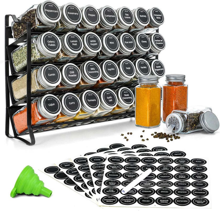 CARLA HOME Spice Rack organiser with 28 Spice Jars, Spice Labels, Funnel and Marker for Kitchen Countertop-1992735297644924928