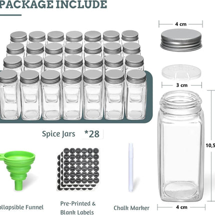 CARLA HOME Spice Rack organiser with 28 Spice Jars, Spice Labels, Funnel and Marker for Kitchen Countertop-1992735297644924932