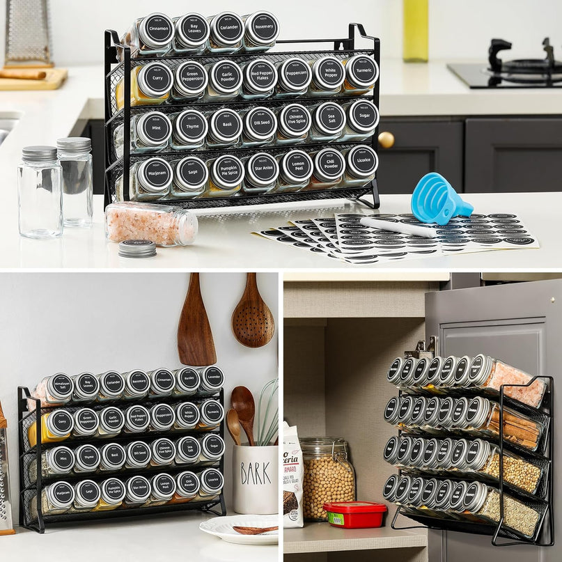 CARLA HOME Spice Rack organiser with 28 Spice Jars, Spice Labels, Funnel and Marker for Kitchen Countertop-1992735297644924934