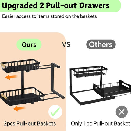 CARLA HOME 2-Tier Kitchen Under Sink Organiser Storage with Height Adjustable, Unique Slide Rail & Suction Cups for Storage-1992735290376196100