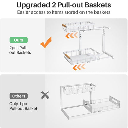 CARLA HOME 2-Tier Kitchen Under Sink Organiser Storage with Height Adjustable, Unique Slide Rail & Suction Cups for Storage-1992735299716911108