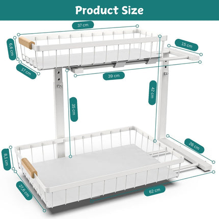 CARLA HOME 2-Tier Kitchen Under Sink Organiser Storage with Height Adjustable, Unique Slide Rail & Suction Cups for Storage-1992735299716911111