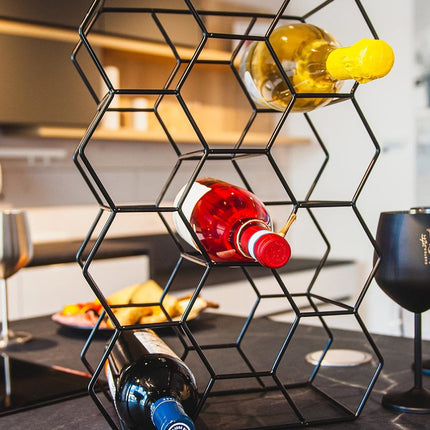 CARLA HOME 14 Bottle Freestanding Modern Metal Countertop Wine Rack Countertop-1992735284252512258