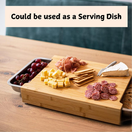 CARLA HOME Chopping Board with with 2 Organiser Stainless Steel Trays Containers-1992735287557623811