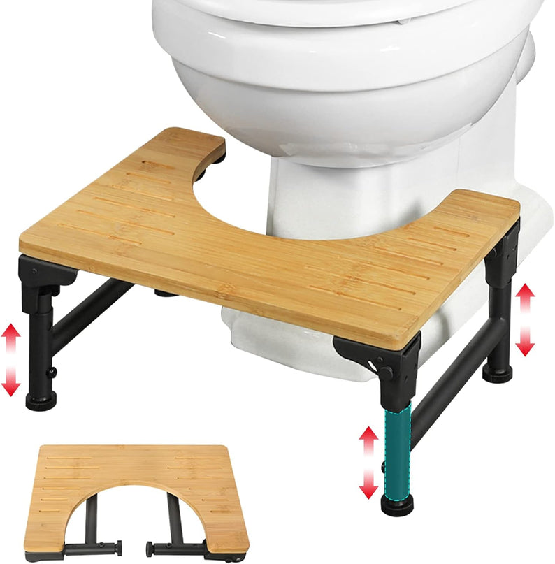 CARLA HOME Bamboo Toilet Stool Foldable and Adjustable Height with Non-Slip Layer for Bathroom-1978962246885314560