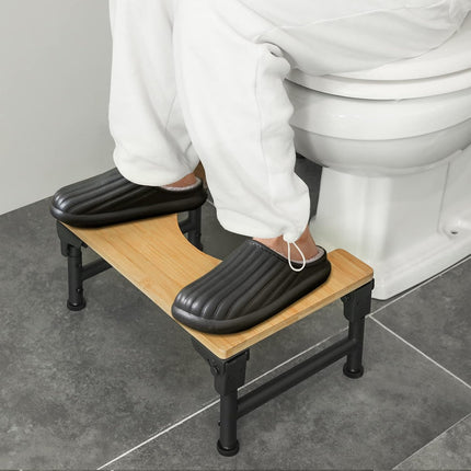CARLA HOME Bamboo Toilet Stool Foldable and Adjustable Height with Non-Slip Layer for Bathroom-1978962246885314567