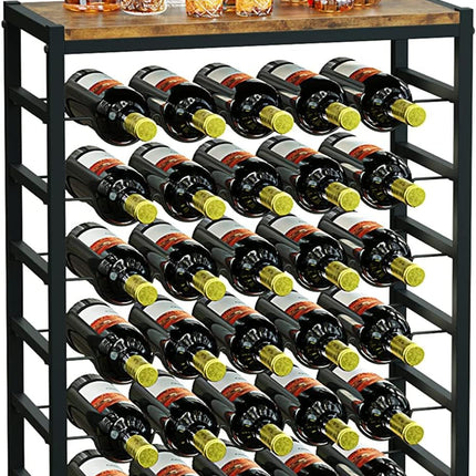 CARLA HOME 6-Tier Freestanding Wine Rack for 30 Bottles with Wood Countertop and Sturdy Metal Frame-1992735287175942144