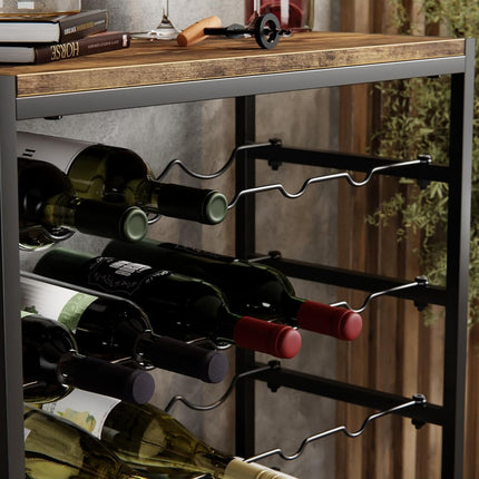 CARLA HOME 6-Tier Freestanding Wine Rack for 30 Bottles with Wood Countertop and Sturdy Metal Frame-1992735287175942146