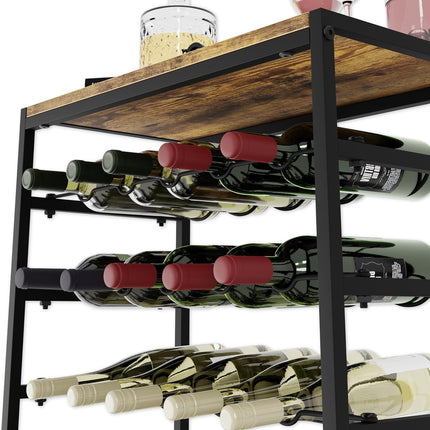 CARLA HOME 6-Tier Freestanding Wine Rack for 30 Bottles with Wood Countertop and Sturdy Metal Frame-1992735287175942148