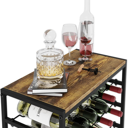 CARLA HOME 6-Tier Freestanding Wine Rack for 30 Bottles with Wood Countertop and Sturdy Metal Frame-1992735287175942149