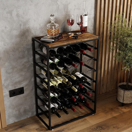 CARLA HOME 6-Tier Freestanding Wine Rack for 30 Bottles with Wood Countertop and Sturdy Metal Frame-1992735287175942152