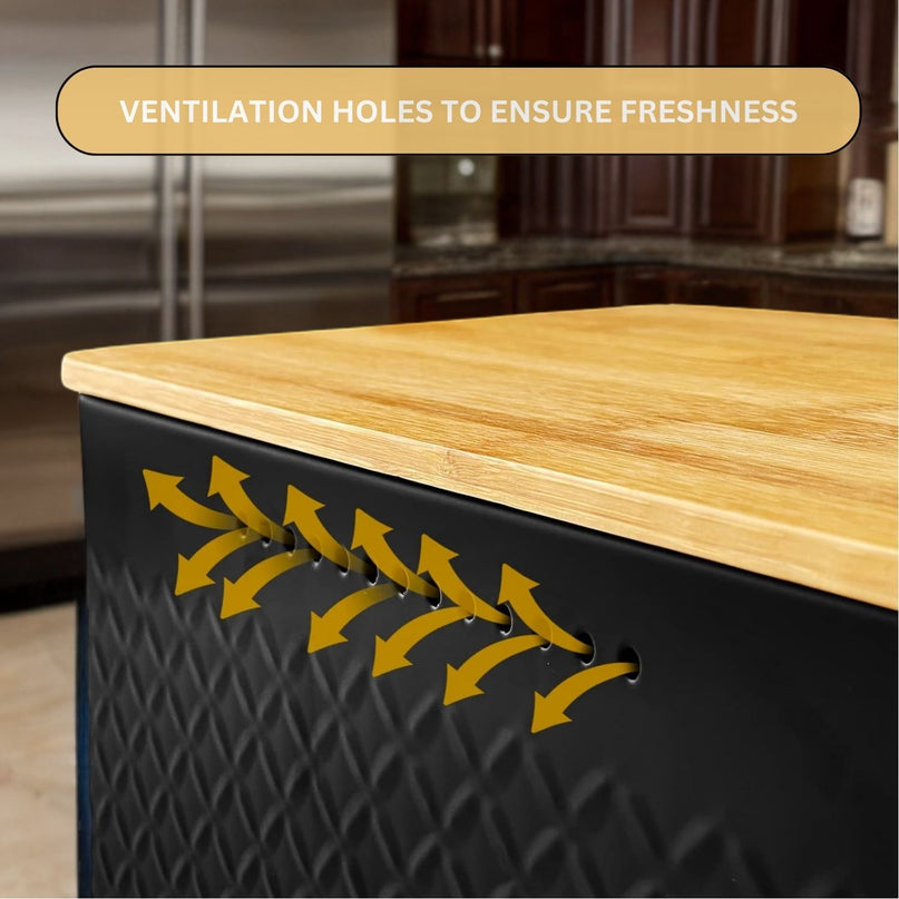 CARLA HOME Bread Bin with Bamboo Lid used as Chopping Board for Kitchen Countertop-1992735287352102915