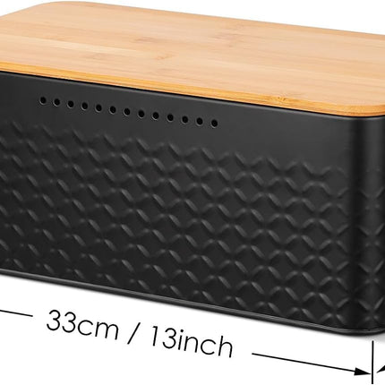 CARLA HOME Bread Bin with Bamboo Lid used as Chopping Board for Kitchen Countertop-1992735287352102919