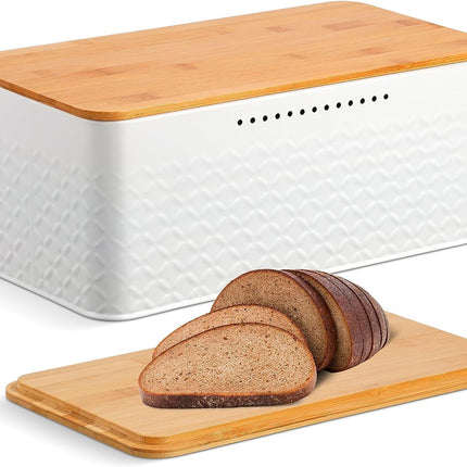 CARLA HOME Bread Bin with Bamboo Lid used as Chopping Board for Kitchen Countertop-1992735288803332096