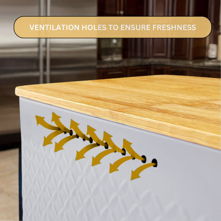 CARLA HOME Bread Bin with Bamboo Lid used as Chopping Board for Kitchen Countertop-1992735288803332099