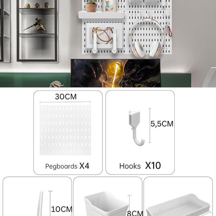 CARLA HOME Pegboard Combination Kit with 4 Pegboards and 18 Accessories Modular Hanging for Wall Organiser-1978962248600784897
