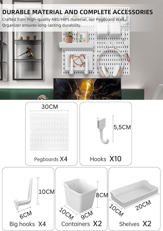 CARLA HOME Pegboard Combination Kit with 4 Pegboards and 18 Accessories Modular Hanging for Wall Organiser-1978962248600784897