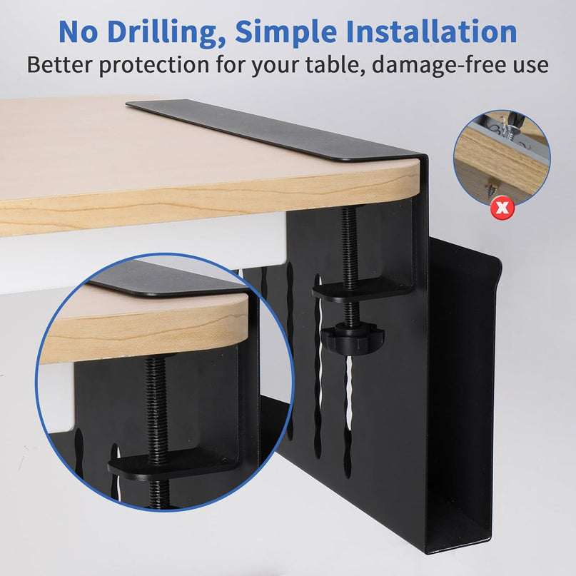 CARLA HOME Under Desk Side Laptop Holder Storage with No Drill Cable Management Tray and Pen Storage for Office and Home-1992735297477152769