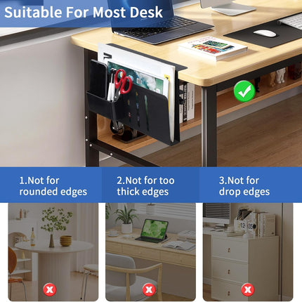 CARLA HOME Under Desk Side Laptop Holder Storage with No Drill Cable Management Tray and Pen Storage for Office and Home-1992735297477152770
