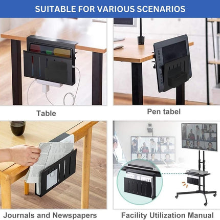 CARLA HOME Under Desk Side Laptop Holder Storage with No Drill Cable Management Tray and Pen Storage for Office and Home-1992735297477152771