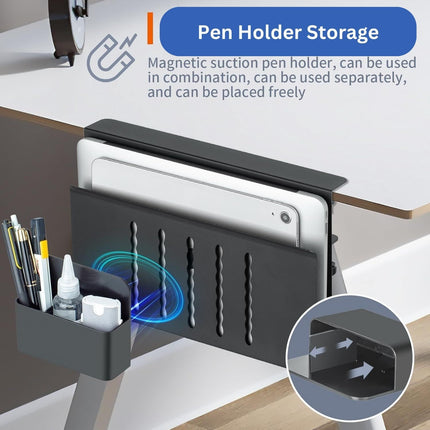 CARLA HOME Under Desk Side Laptop Holder Storage with No Drill Cable Management Tray and Pen Storage for Office and Home-1992735297477152775