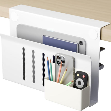 CARLA HOME Under Desk Side Laptop Holder Storage with No Drill Cable Management Tray and Pen Storage for Office and Home-1992735296592154624
