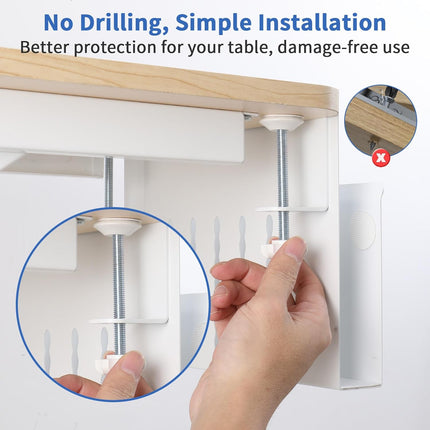 CARLA HOME Under Desk Side Laptop Holder Storage with No Drill Cable Management Tray and Pen Storage for Office and Home-1992735296592154625
