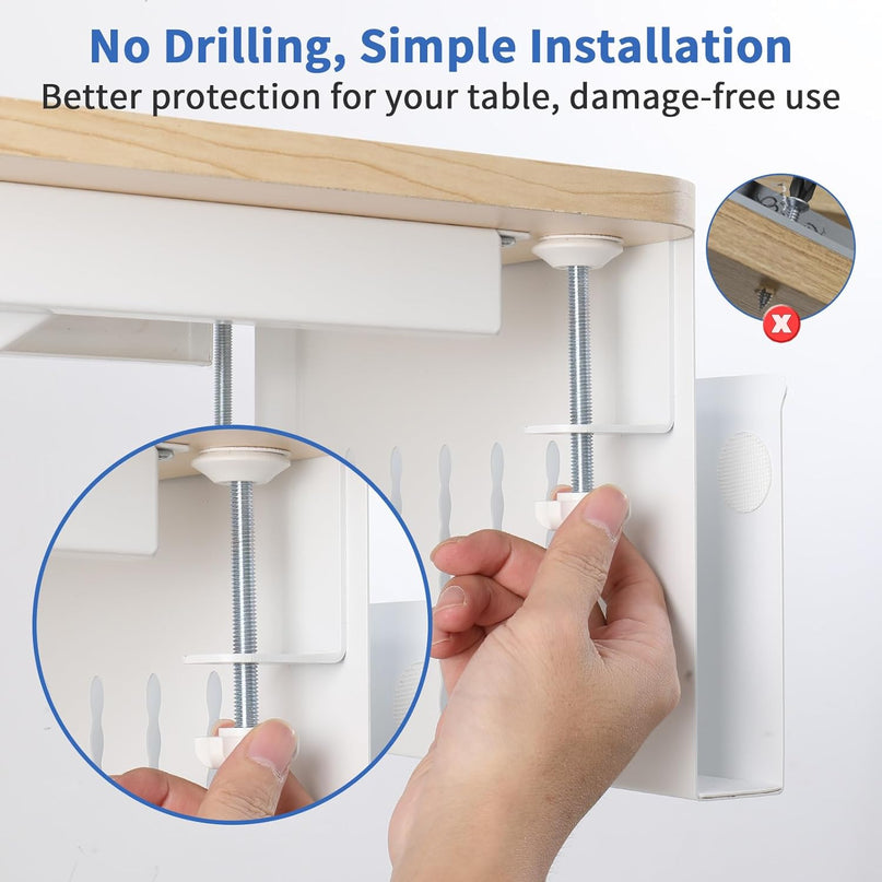 CARLA HOME Under Desk Side Laptop Holder Storage with No Drill Cable Management Tray and Pen Storage for Office and Home-1992735296592154625