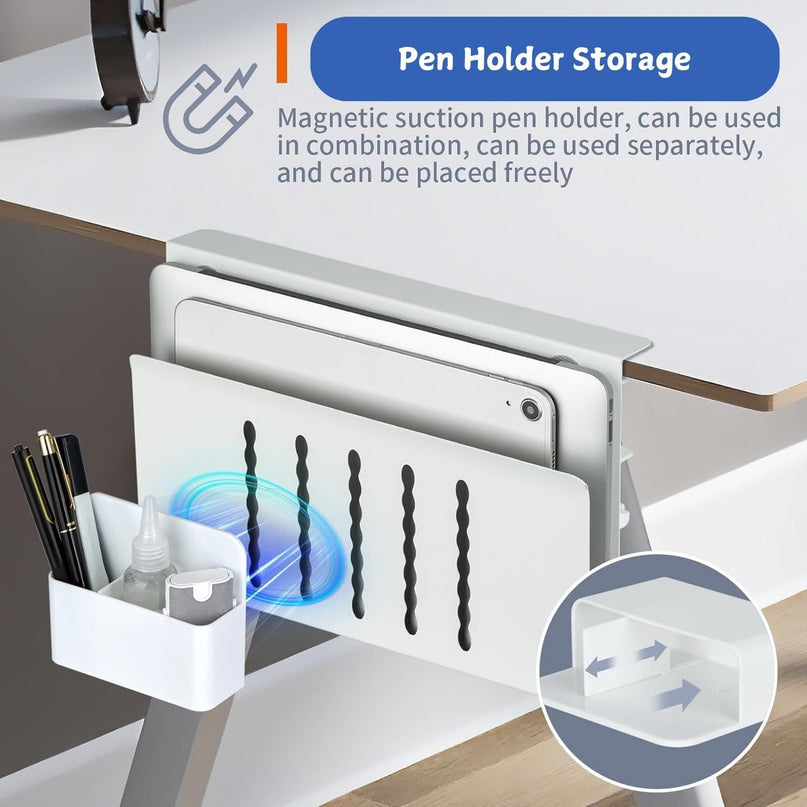 CARLA HOME Under Desk Side Laptop Holder Storage with No Drill Cable Management Tray and Pen Storage for Office and Home-1992735296592154631