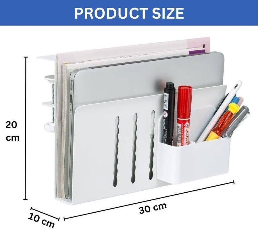 CARLA HOME Under Desk Side Laptop Holder Storage with No Drill Cable Management Tray and Pen Storage for Office and Home-1992735296592154632