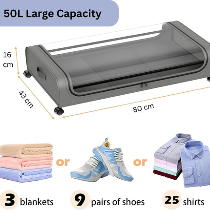 CARLA HOME XXL Under Bed Rolling Storage Containers with 50L Large Capacity and Wheels-1992735284076351489