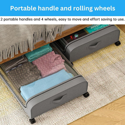 CARLA HOME XXL Under Bed Rolling Storage Containers with 50L Large Capacity and Wheels-1992735284076351491