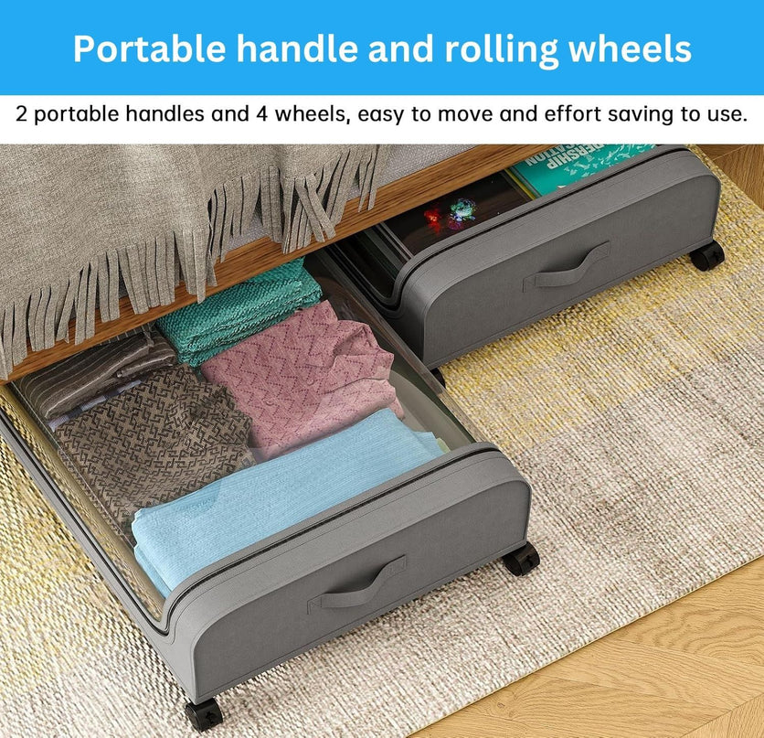 CARLA HOME Set 2 Pcs XXL Under Bed Rolling Storage Containers with 50L Large Capacity and Wheels-1978962251696181251