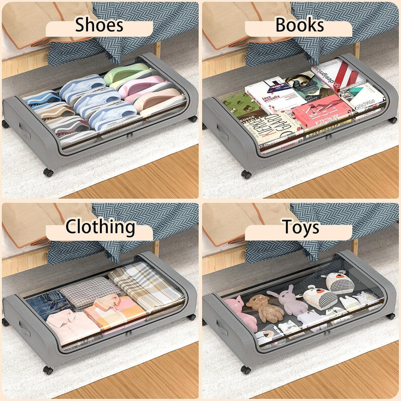 CARLA HOME Set 2 Pcs XXL Under Bed Rolling Storage Containers with 50L Large Capacity and Wheels-1978962251696181255