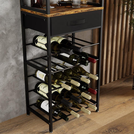 CARLA HOME Freestanding Wine Rack for 20 Bottles with Wood Countertop and Sturdy Metal Frame-1992735288069328897