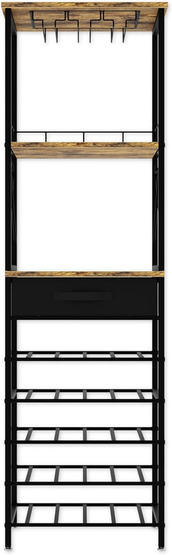 CARLA HOME Freestanding Wine Rack for 20 Bottles with Wood Countertop and Sturdy Metal Frame-1992735288069328898