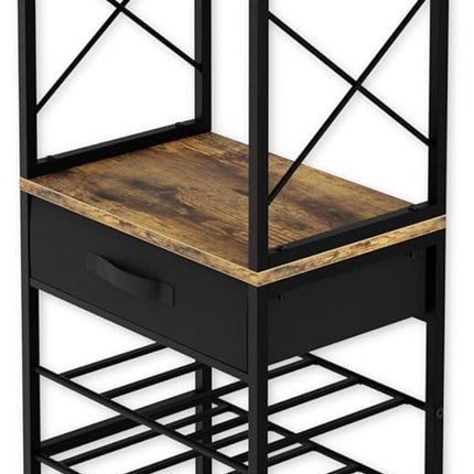 CARLA HOME Freestanding Wine Rack for 20 Bottles with Wood Countertop and Sturdy Metal Frame-1992735288069328899