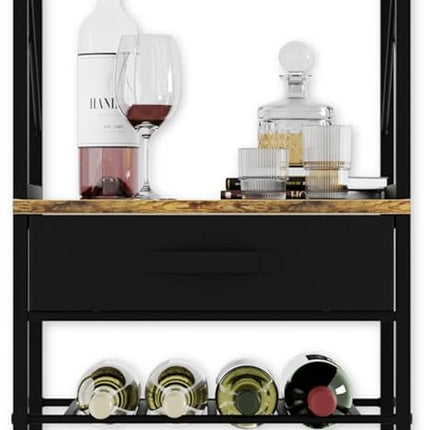 CARLA HOME Freestanding Wine Rack for 20 Bottles with Wood Countertop and Sturdy Metal Frame-1992735288069328900