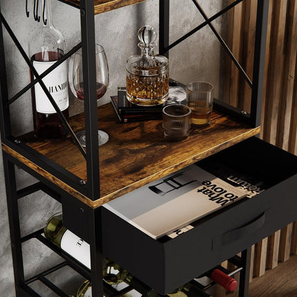 CARLA HOME Freestanding Wine Rack for 20 Bottles with Wood Countertop and Sturdy Metal Frame-1992735288069328901