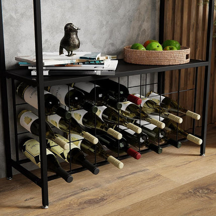 CARLA HOME Large Wine Rack for 20 Bottles with Wood Countertop and Sturdy Metal Frame-1992735289159847940