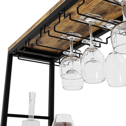 CARLA HOME Large Wine Rack for 20 Bottles with Wood Countertop and Sturdy Metal Frame-1992735289159847941