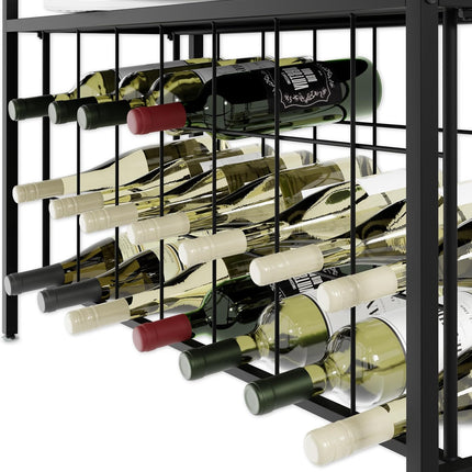 CARLA HOME Large Wine Rack for 20 Bottles with Wood Countertop and Sturdy Metal Frame-1992735289159847943