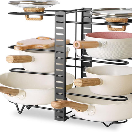 CARLA HOME Adjustable 8-Tier Pan Rack Pot Organizer for Kitchen Cabinet-1992735293010219008