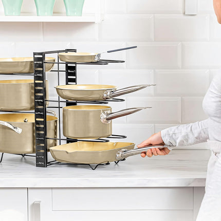 CARLA HOME Adjustable 8-Tier Pan Rack Pot Organizer for Kitchen Cabinet-1992735293010219009