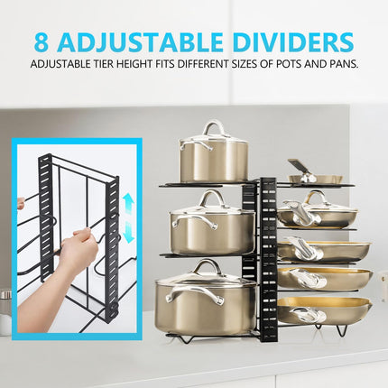 CARLA HOME Adjustable 8-Tier Pan Rack Pot Organizer for Kitchen Cabinet-1992735293010219013