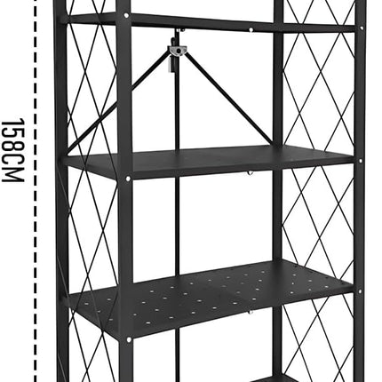 CARLA HOME 5-Tier Foldable Storage Shelf with Wheels for Kitchen, Garage, Pantry or Basement (Black)-1978962253252268034