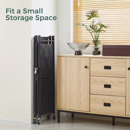 CARLA HOME 5-Tier Foldable Storage Shelf with Wheels for Kitchen, Garage, Pantry or Basement (Black)-1978962253252268038