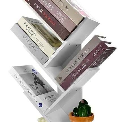 CARLA HOME 5-Tier Tree Bookshelf Storage Rack for Home Office or Bedroom (White)-1992735294960570377