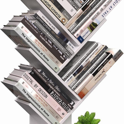 CARLA HOME 5-Tier Tree Bookshelf Storage Rack for Home Office or Bedroom (White)-1992735294960570368